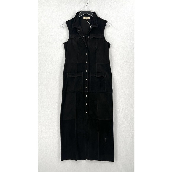 JAKETT NEW YORK Harper Dress Womens Small Black Washed Suede Sleeveless Duster - Picture 7 of 16